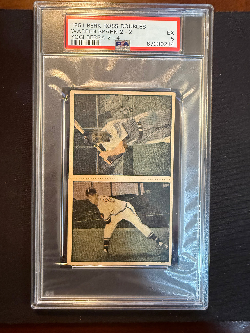 1951 Berk Ross Doubles #2-2 2-4 Warren Spahn / Yogi Berra PSA 5 EX (Yankees)