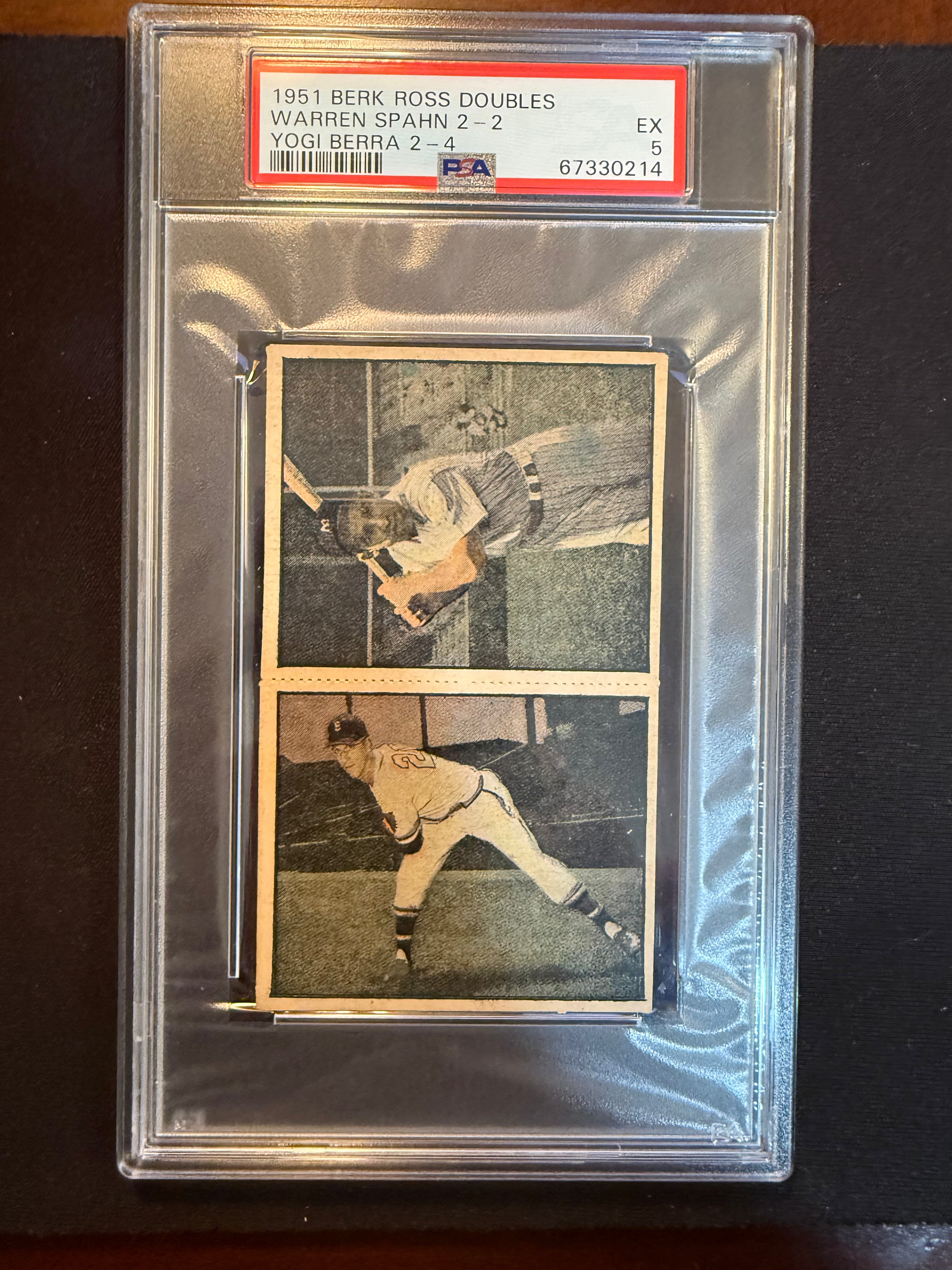 1951 Berk Ross Doubles #2-2 2-4 Warren Spahn / Yogi Berra PSA 5 EX (Yankees)