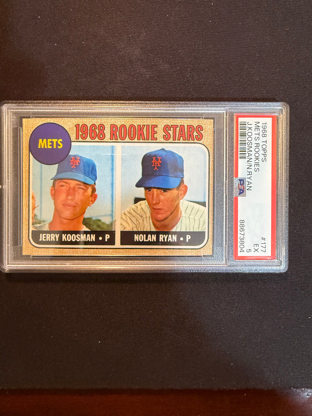 1968 Topps 177 Nolan Ryan Rookie PSA 5 EX Sharp Card (Mets)