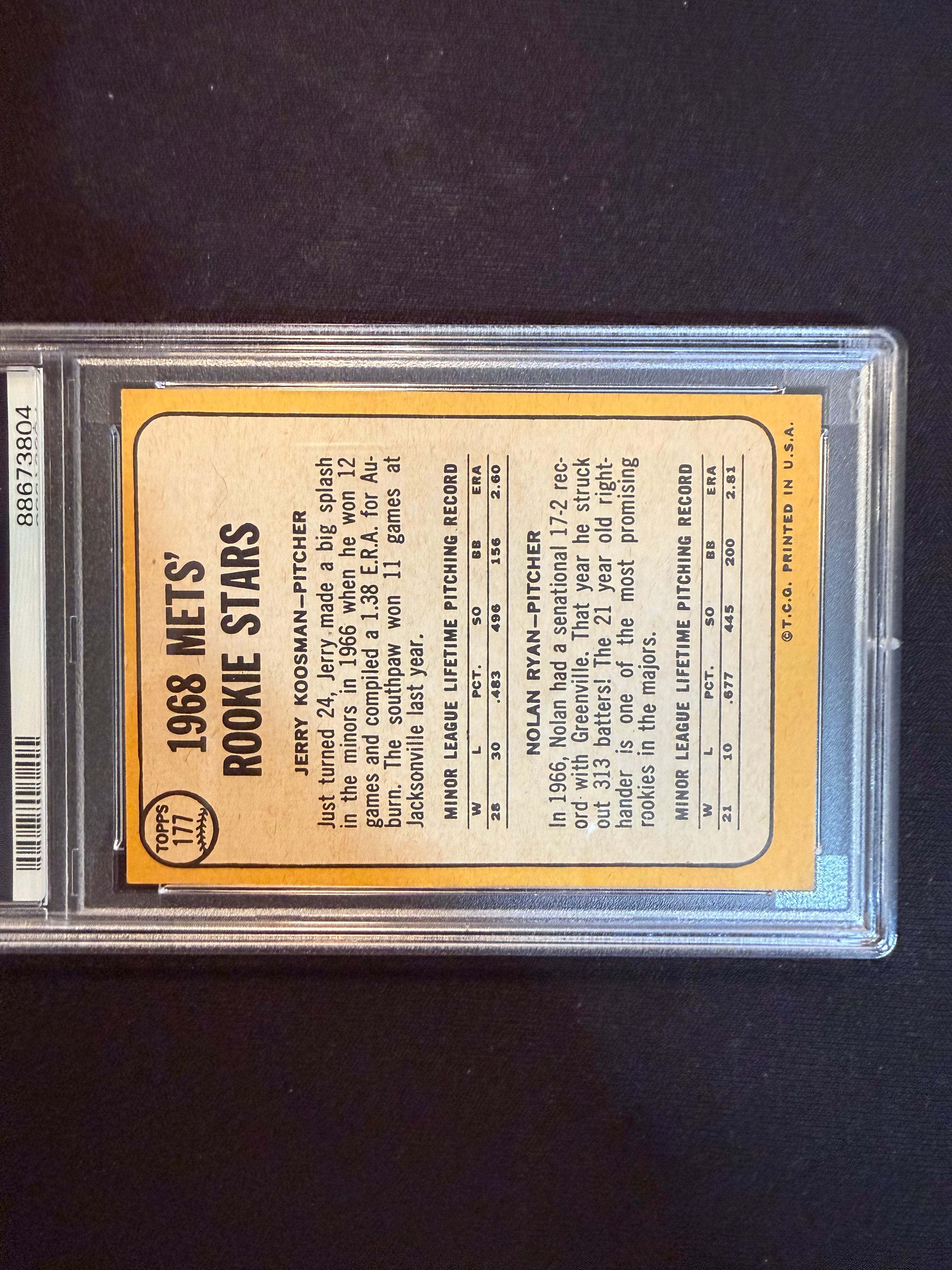 1968 Topps 177 Nolan Ryan Rookie PSA 5 EX Sharp Card (Mets)