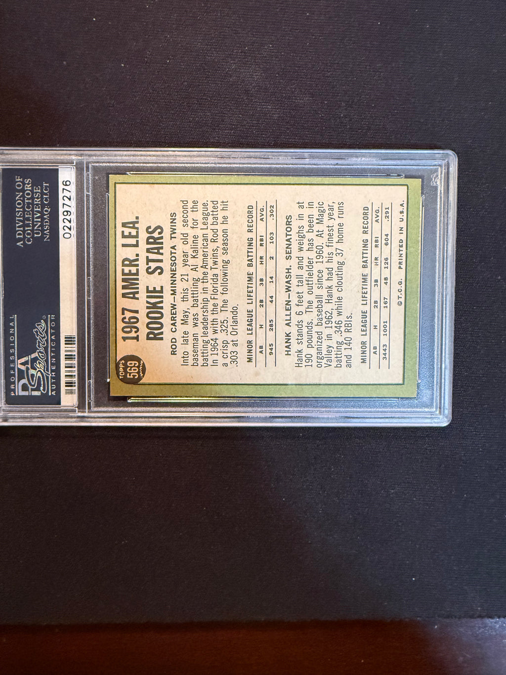 1967 Topps 569 Rod Carew Rookie PSA 7 NM Sharp Card
