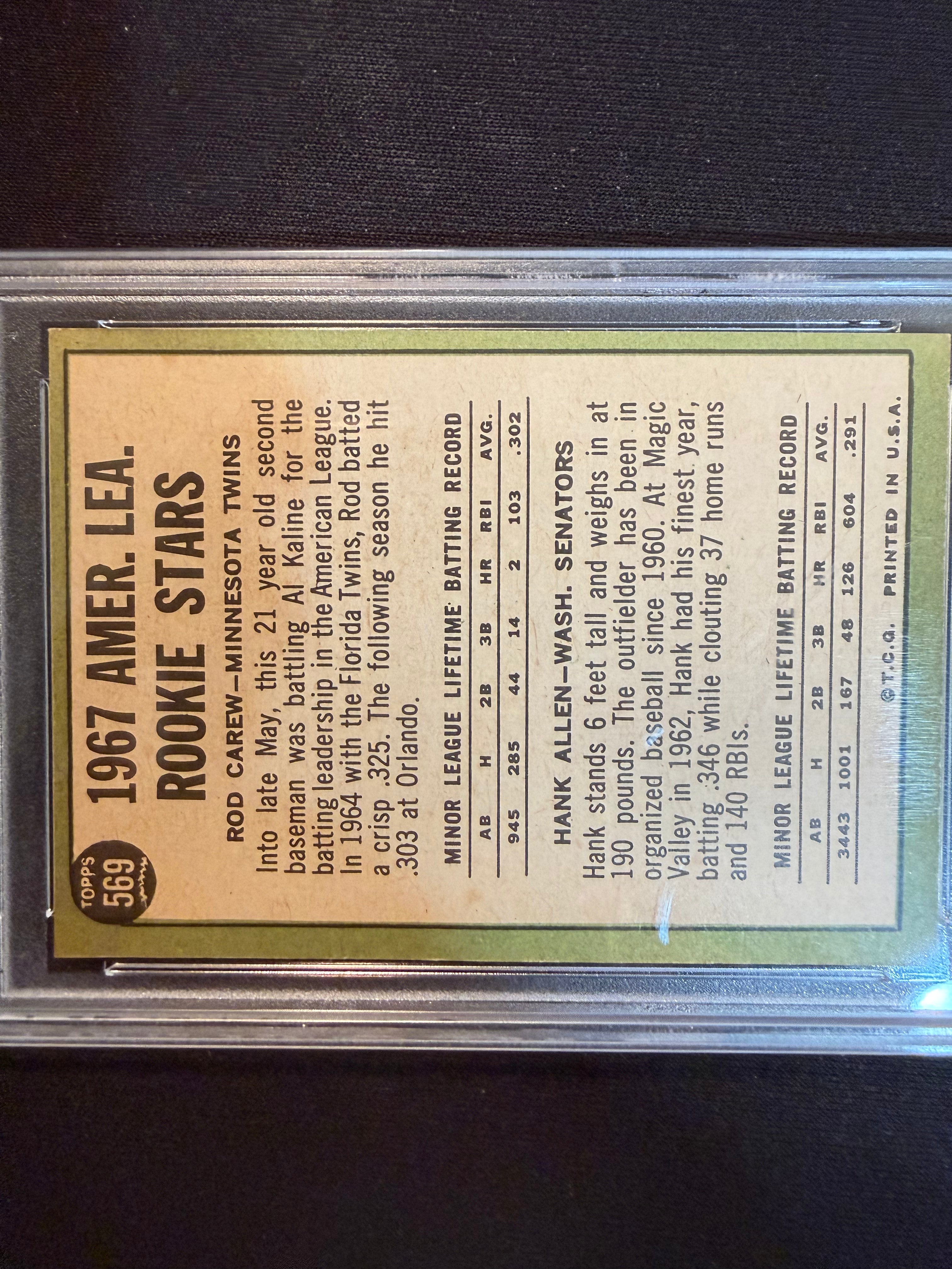 1967 Topps 569 Rod Carew Rookie PSA 7 NM Sharp Card