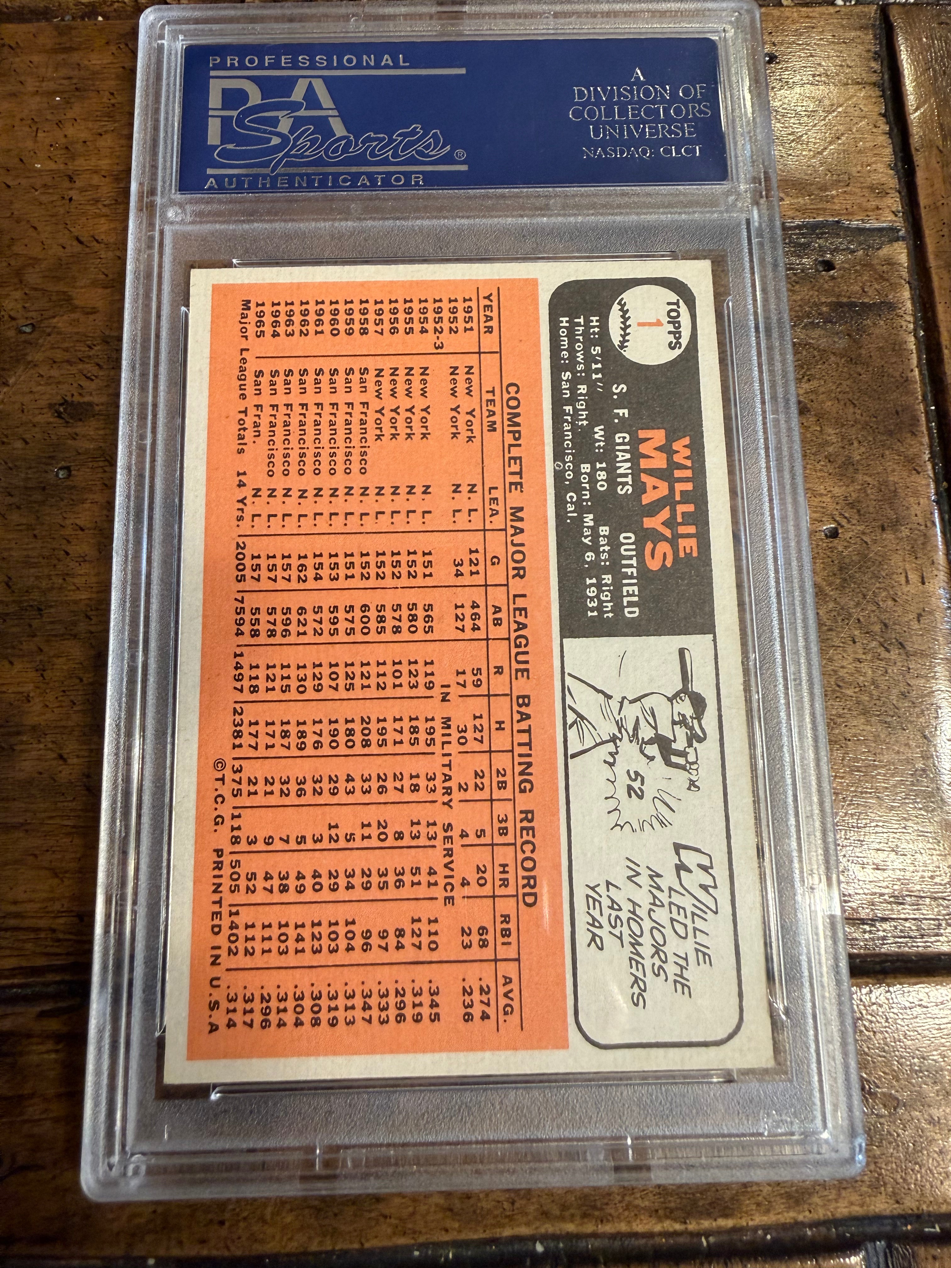 1966 Topps 1 Willie Mays PSA 6 (EX-MT) Centered