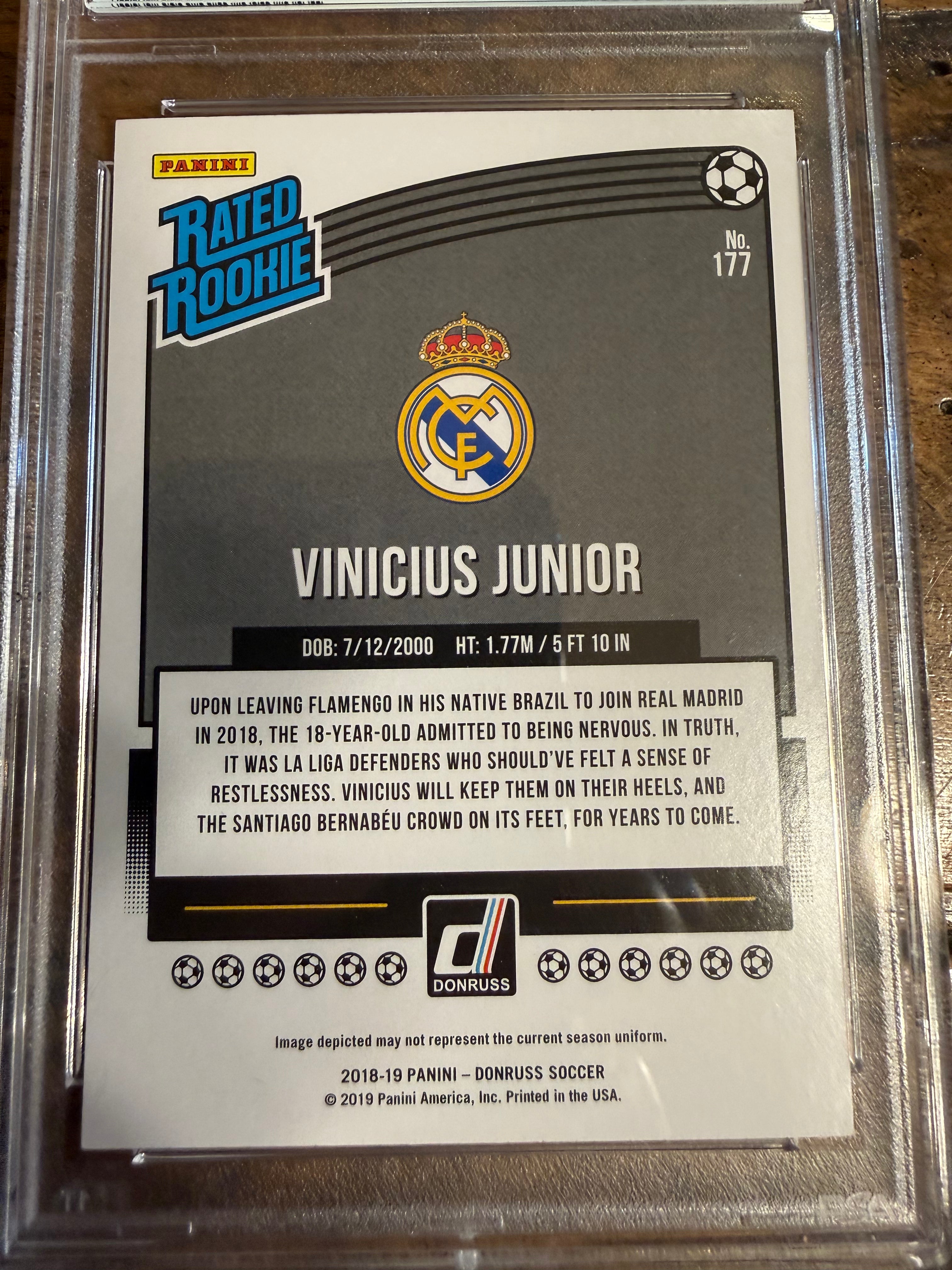 2018 Panini Donruss Vinicius Junior Signed Rookie RC PSA DNA Certified Gem Mt 10
